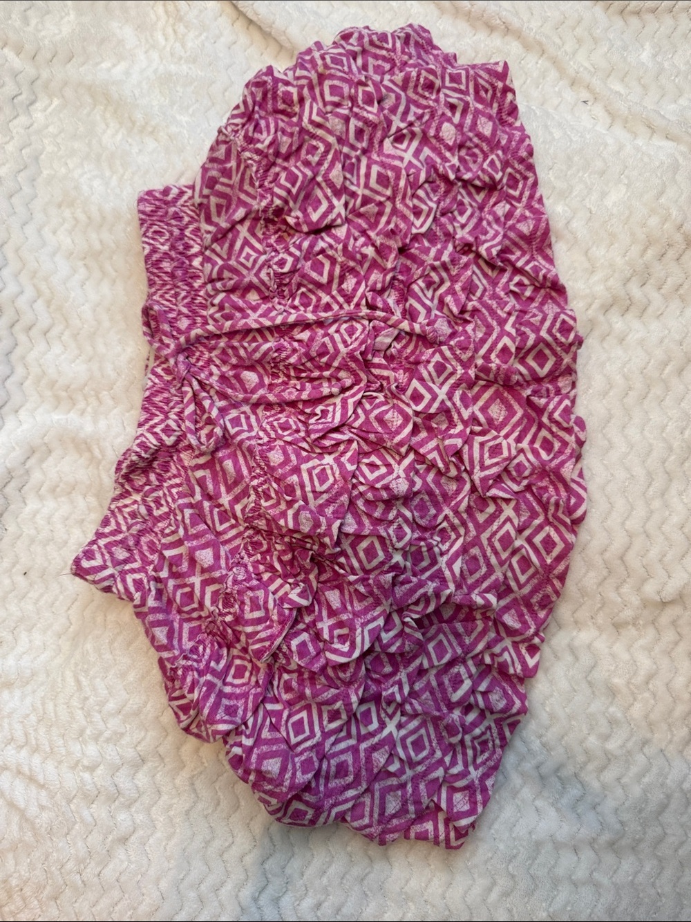 Pink and White Geometric Ruffle skirt Aeropostale